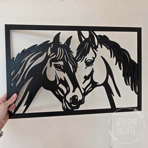 Horse Wall Art – Rustic Wooden Horse Pair Wall Decor