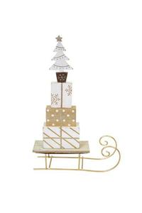 Decor Wall Art: Gold White Timber Sleigh SMALL