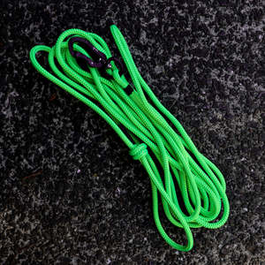 Long Lines Long Dog Leashes: Black & Fluro Green Long Line - 5m