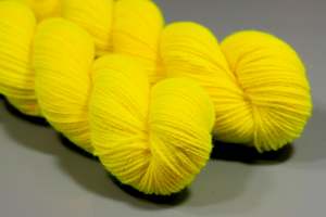 Bright Fluorescent Yellow | Hand Dyed 100% Merino Yarn from New Zealand | 100g