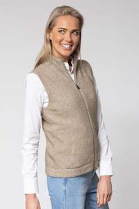 Noble Wilde - Gilet Vest in Merino Wool and Possum Fur, Oyster