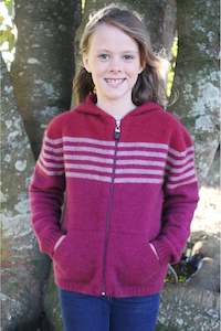 Children: Lothlorian - Striped Hoodie in Merino Wool and Possum Fur