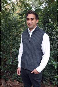 Vests: Lothlorian Rib Zip Vest in Merino Wool and Possum Fur