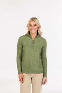 CABLE HALF ZIP SWEATER