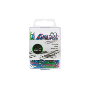 Products: Dixon Paper Clips 28mm Metallic Coloured Pack 100 WORK BUDDY