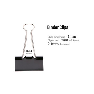 Deli Binder Clips - 41mm, Black Pack of 12 WORK BUDDY