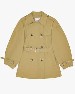 Womens Coats: Heavy Twill Midi Trench Coat