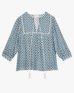 Viti Print Gathered Top