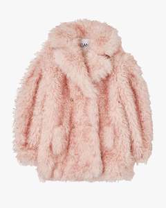 Womens Coats: Long Pile Alternative Fur Midi Coat