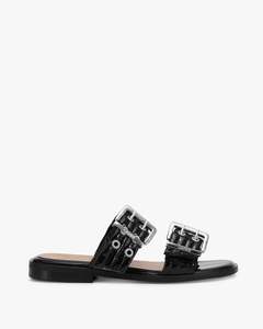 Mothers Day Gift Guide: Feminine Buckle Two Strap Sandal - Naplack