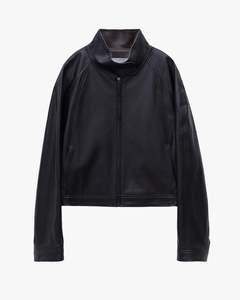 Stand Collar Faux Leather Jacket