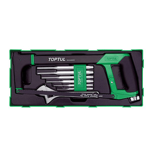 GTB0808 Toptul Hacksaw, Adjustable Wrench & Pin Punch Set 8 pc