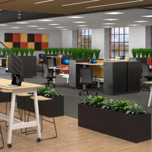Office Zoning: Workspace Office Planter Box - With Artificial Plants