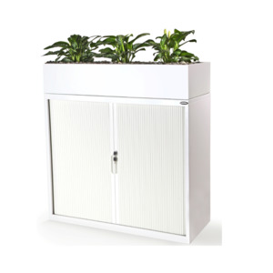 Workspace Planter Boxes: Tambour Cabinet Proceed White 1200high x 900wide 4 Tier