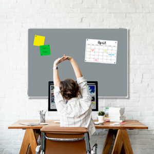 Pinboards: Grey Fabric Pinboard Single Sided Aluminium Frame