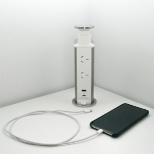 Home Essentials: Pop Top Pull-Up Multiplug in Desk Power