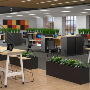 Workspace Office Planter Box - With Artificial Plants