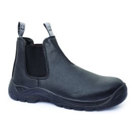 Slip On Safety Boots: Quality Safety Boots, Work wear & PPE Equipment FE310 Bison Boot, Trade Slip On, Leather, Black, Safety Wide Range & Great Service