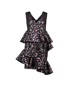 WORLD 4173 Leopard Cocktail Dress Pink