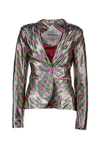 50 Off Womens Blazers Coats: WORLD 4358 Night Fever Blazer Green Foil Stripe