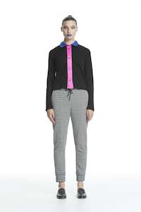 50 Off Womens Final Reductions: WORLD 4455 Dietrich Unisex Cuffed Trackpant Black Sand Stripe