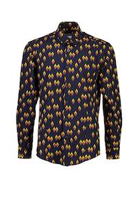70 Off Mens Final Reductions: WORLDman 4405 Macho Man Shirt Navy Geometric Print