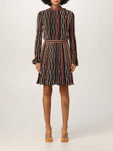 Missoni: Missoni Short Dress with Textural Stripes Chocolate