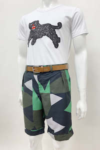 Worldman Spring Summer 2021: WORLDman 4670 Strut Shorts Navy Green Geometric
