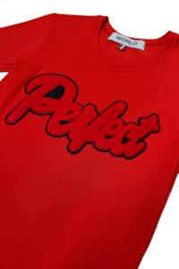 WORLD 5065 Flow T-Shirt Red w/ Embroidered Perfect (UNISEX)