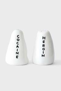 Heroin and Cocaine Salt & Pepper Shakers by David Shrigley