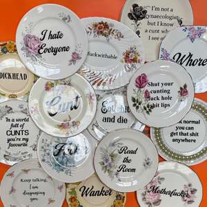 New Arrivals: Vintage Ceramic Plate with Naughty Words & Phrases