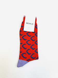 WORLD Italian Made Cotton Socks - Red Navy Lilac
