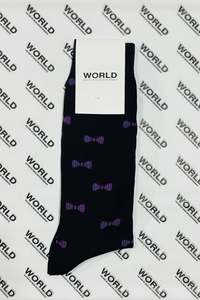 WORLD Italian Made Cotton Socks - Navy w/Pink Bows