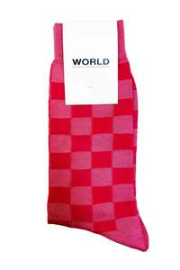 WORLD Italian Made Cotton Socks - Pink on Pink Damier