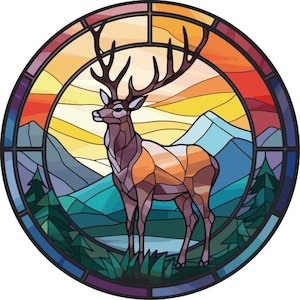 Wall Art, Affirmations & Hangings: Deer Stained Glass Hanger