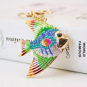 Key Ring Holder: Diamante Key Ring-Tropical Fish