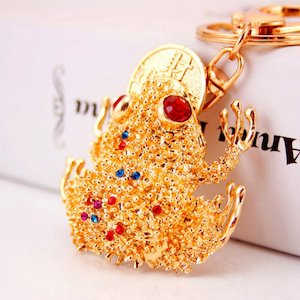 Key Ring Holder: Diamante Key Ring-Money Toad