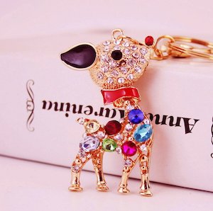 Key Ring Holder: Diamante Key Ring-Deer