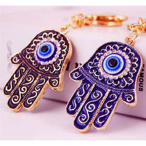 Key Ring Holder: Diamante Key Ring-Hamsa Hand
