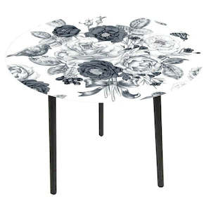 Coaster Side Table Nz: Glass Top Side Table-Bird & Flowers