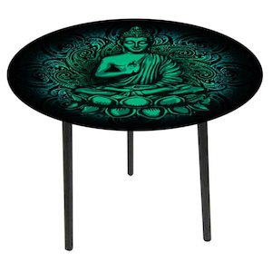 Coaster Side Table Nz: Glass Top Side Table - Buddha on Lotus