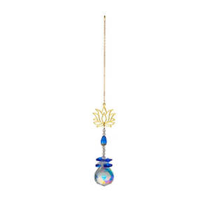 Crystal: Crystal Suncatcher-Lotus Navy Blue Ball 30cm
