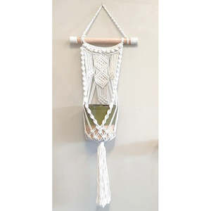 Planter And Stand: Macrame Pot Plant Holder Wooden Handle