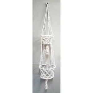 Planter And Stand: Macrame Pot Plant Hanger- Double White 22cm