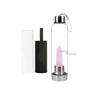 Crystal Bottle: Crystal Water Bottle-Rose Quartz Point