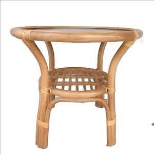 Cane Furniture: Venice Cane Table Natural Glass Top
