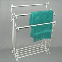 Bathroom Accessories: Floor Standing Iron Towel Rail (Large) - Cream