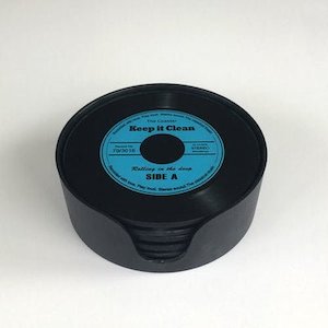 Coaster Side Table Nz: Record Glass Coaster Set of 6