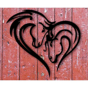 Valentines Gift: Love Heart Horses Wall Art 40cm