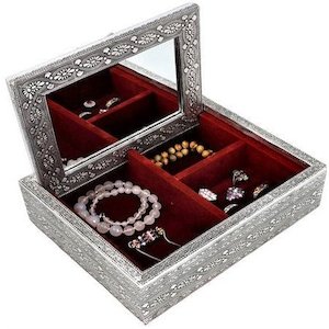 Silver Jewelry Box Mandala With Mirror